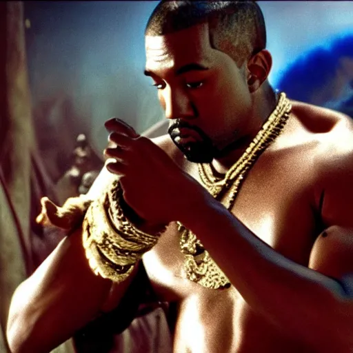 Image similar to moviestill of kanye as a centaur in sinbad movie