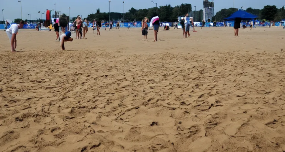 Image similar to olympic swimming in sand. instead of water there is sand