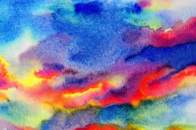 Image similar to Under a technicolor sky, watercolors