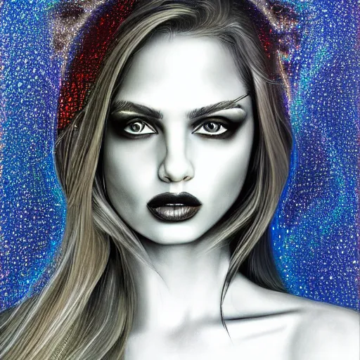 Image similar to hyperrealism mythological portrait of techno goddess, highly detailed, digital painting, illustrations