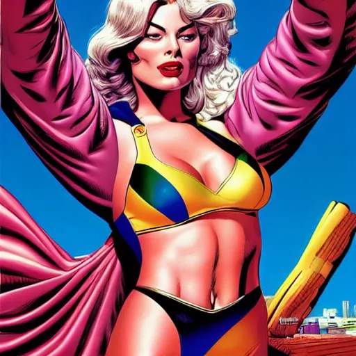 Image similar to margot robbie by artgem by brian bolland by alex ross by artgem by brian bolland by alex rossby artgem by brian bolland by alex ross by artgem by brian bolland by alex ross