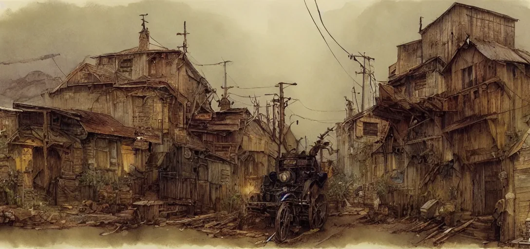 Image similar to (((((a ramshackle mining town))))) by Jean-Baptiste Monge!!!!!!!!!!!!!!!!!!!!!!!!!!!