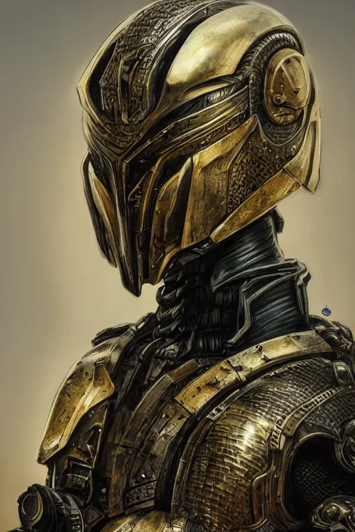 Prompt: realistic render portrait of an intricate armor and helmet, intricate, dystopian toy, sci-fi, extremely detailed, digital painting, sculpted in zbrush, artstation, concept art, smooth, sharp focus, illustration, chiaroscuro lighting, golden ratio, incredible art by artgerm and greg rutkowski and Arsen Asyrankulov and ruan jia