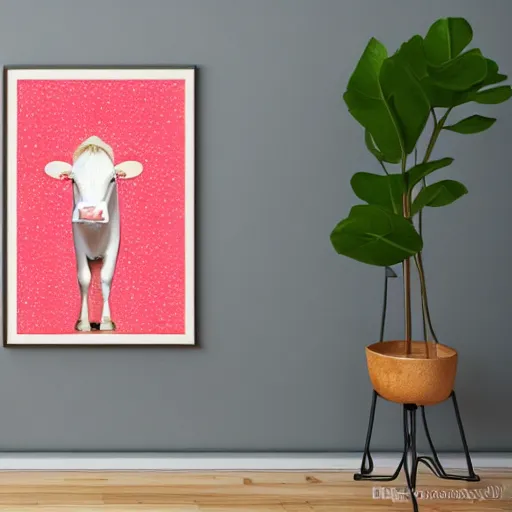 Image similar to a hyperdetailed strawberry and floating milk fluid poster, cow, confusion, 4 k hd wallpaper illustration, package cover