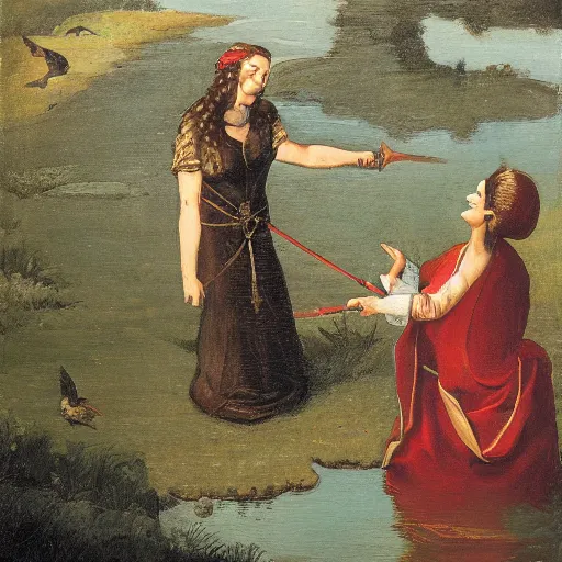 Image similar to the lady of the lake giving excalibur from the lake