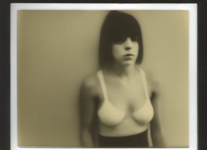 Prompt: dusty polaroid of young kathy acker