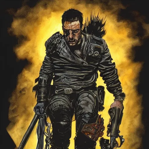 Image similar to mad max painted in the style of simon bisley