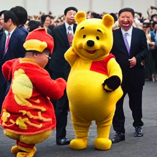 Prompt: Xi Jinping dressed as Winnie the Pooh
