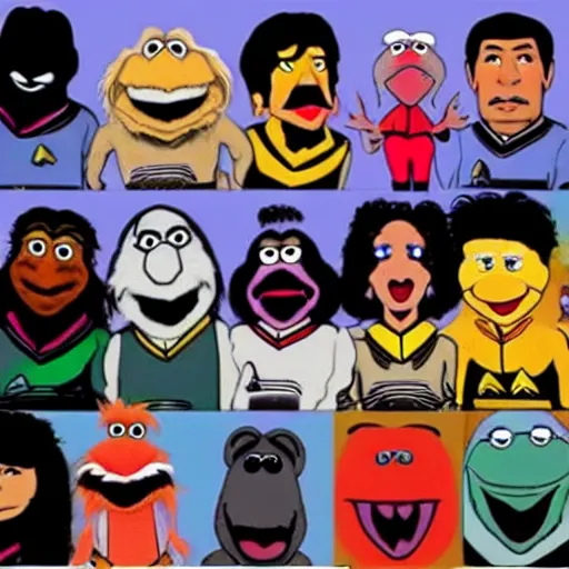 Image similar to the crew of star trek tng as muppets