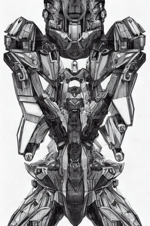 Image similar to very symmetrical!! full body illustrations of mecha, pen and ink, moderately detailed, concept art, wings, cyborg feathers, spread, cyborg wing, artstation, deviantart, pinterest