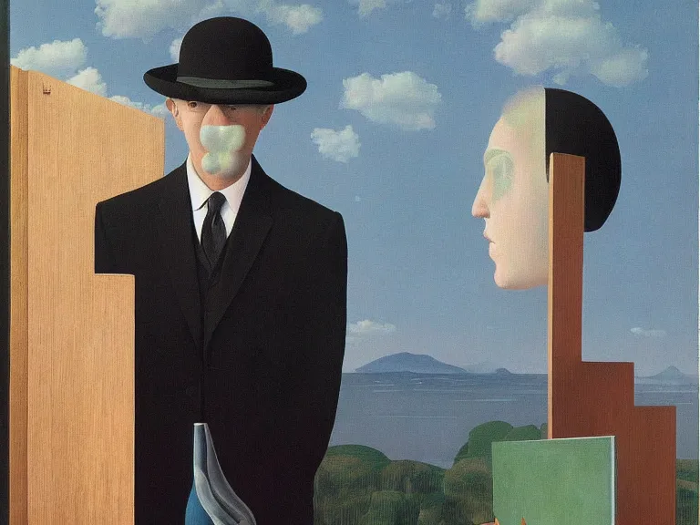 Image similar to painting with in a painting, painting by rene magritte, centered, high detail, high resolution