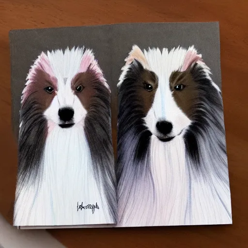 Image similar to a couple of shetland sheepdog in a style of bojack horsman