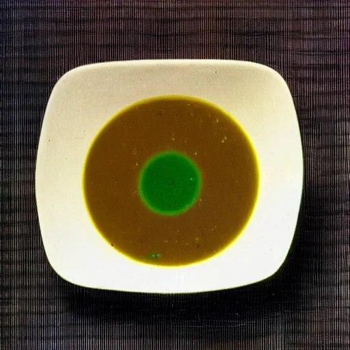 Image similar to color picture of eyeball soup from 1 9 7 0 s cookbook