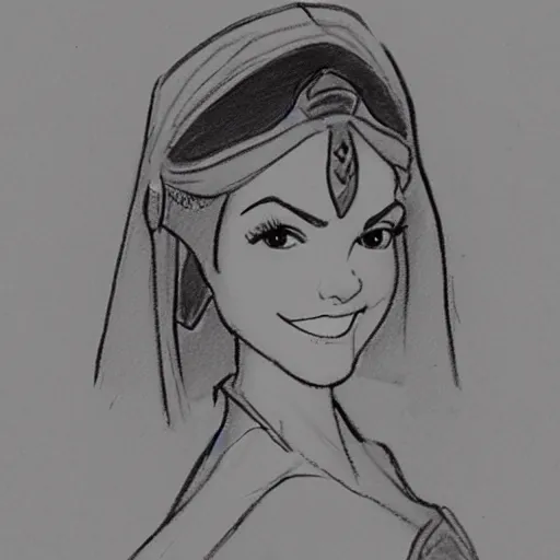 Image similar to milt kahl sketch of victoria justice as princess padme from star wars episode 3