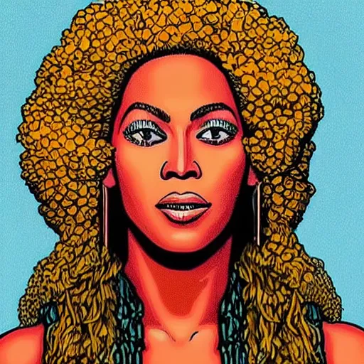 Image similar to “ beyonce retro minimalist portrait by jean giraud, moebius starwatcher comic, 8 k ”