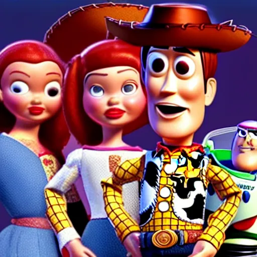 Image similar to Toy Story 2 but it's a horror film, scary, dramatic, traumatic, ridiculous