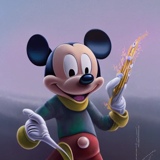 Prompt: Mickey mouse as a elden ring boss by Mike Winkelmann