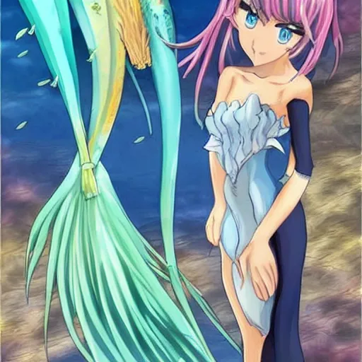 Image similar to beautiful anime mermaid,