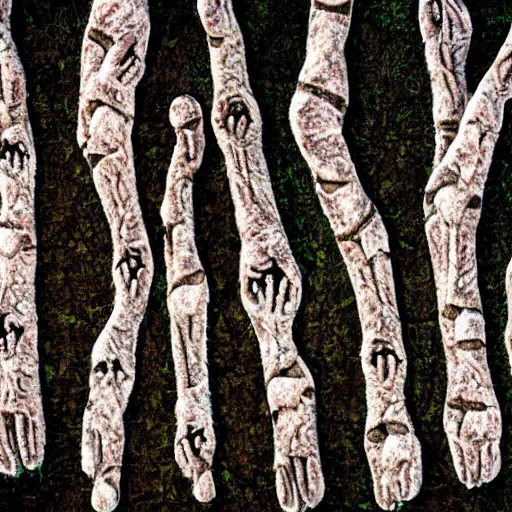 Prompt: trees made of severed human fingers, highly detailed, 4 k