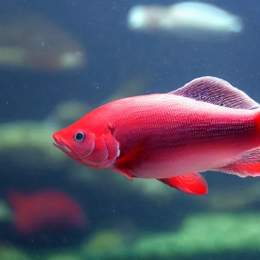 Prompt: a giant herring, red, aquarium, hd