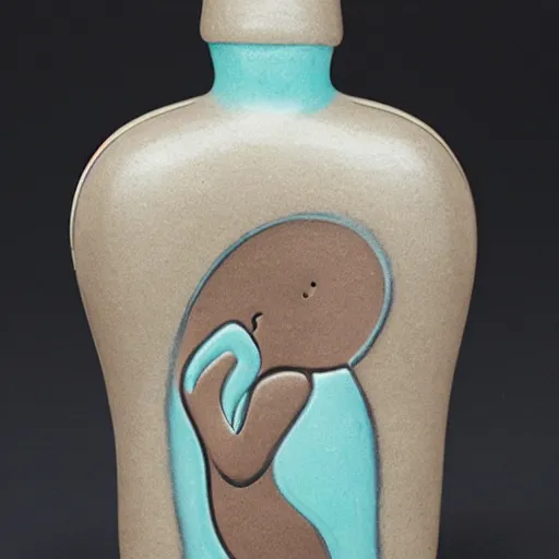 Prompt: melting bear bottle forming a shape of a woman - h 1200