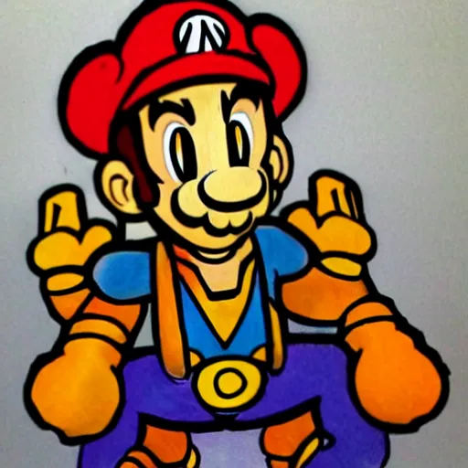 Image similar to hindu god with many arms, supermario fusion