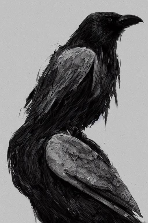 Image similar to beautiful crow full body portrait in the style of greg rutkowski and ayami kojima, trending on artstation, artstationhd, artstationhq, unreal engine, 4 k, 8 k