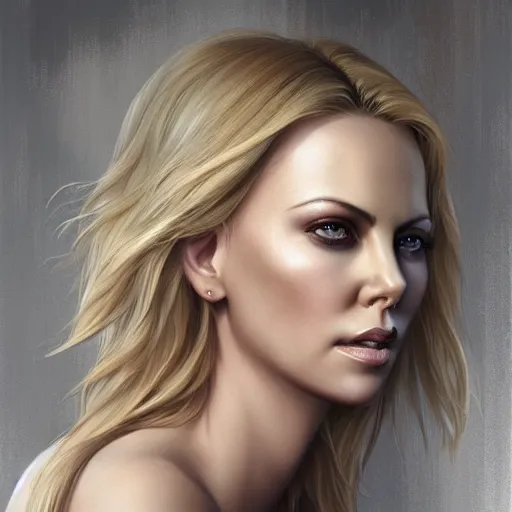 Prompt: portrait of charlize theron by charlie bowater