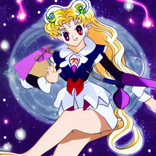 Image similar to a fusion between sailor moon and jeanne dark