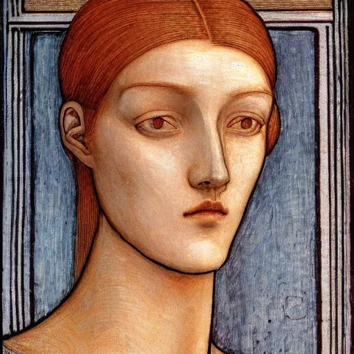 Prompt: a portrait of a female android by edward burne - jones