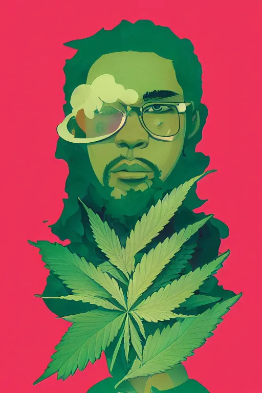 Prompt: marijuana profile picture by sachin teng, miami, organic painting, asymmetrical, green, marijuana smoke, matte paint, hard edges, energetic, 3 d shapes, smoke