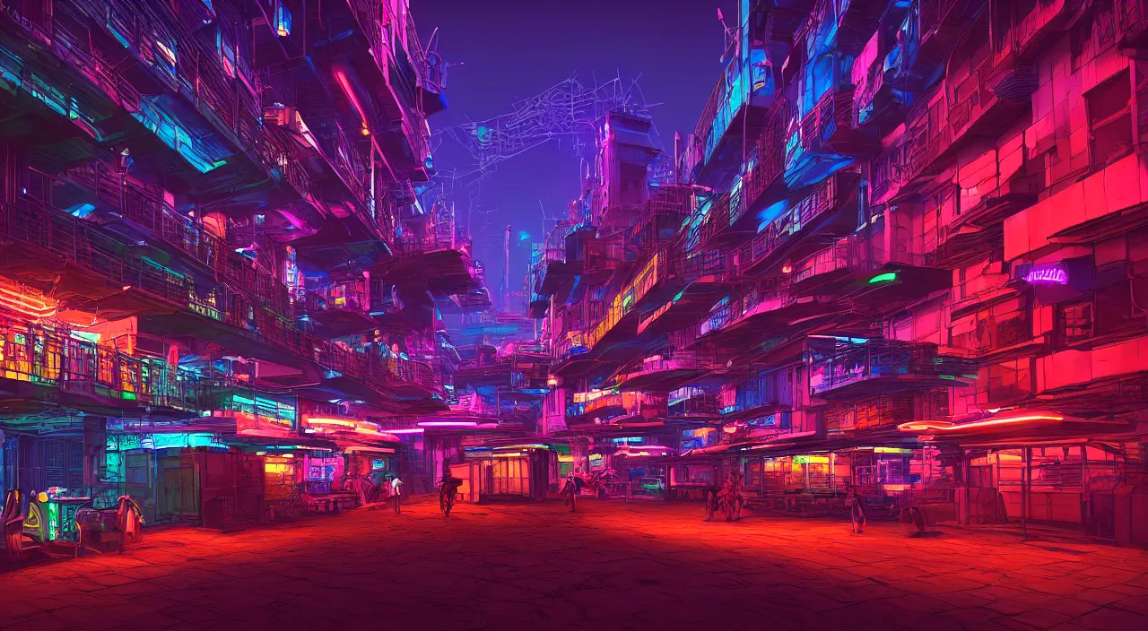 Prompt: Cyberpunk Shipping Port, futuristic Phnom-Penh Cambodia, neon lighting