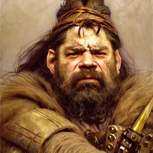 Image similar to highly detailed portrait of a dwarf peasant in the form of a tough male. d & d. art by donato giancola, eugene delacroix, ruan jia, carl larsson, peter mohrbacher. trending on artstation, intricate details, energetic composition, golden ratio, concept art, illustration, elegant art, global illuminaition