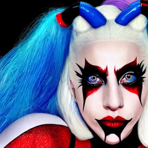 Prompt: lady gaga as harley quinn 4 k detailed super realistic