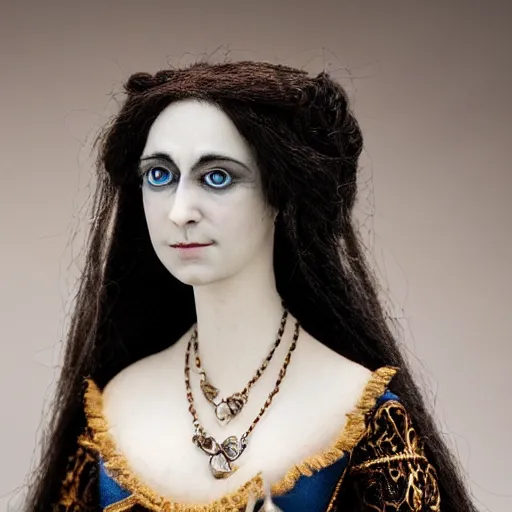 Prompt: photo taken of an epic intricate, ultra detailed, super realistic bust of a majestic gracious regal beautiful aristocratic victorian female vampire stop motion puppet created by weta workshop directed by tim burton, menacing, some zoomed in shots, photorealistic, sharp focus, extremely cold blueish colour temperature, 3 5 mm, f 1. 4