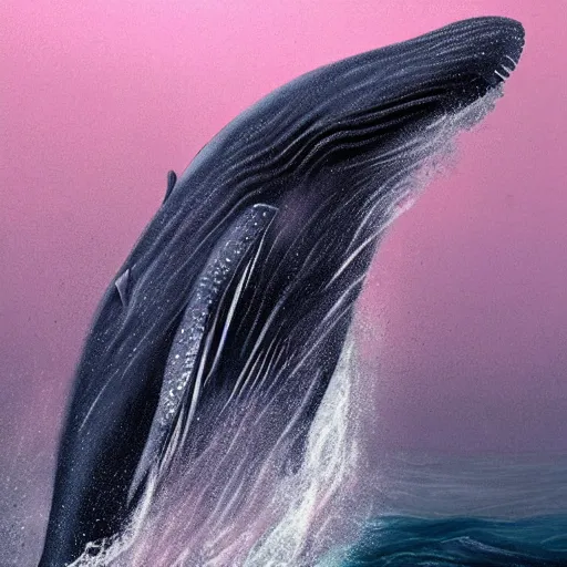 Image similar to a whale sized human mouth with large dorsal fins swimming through a dark ocean, pink skin, sinew, d & d fantasy art, concept art, character art, horror