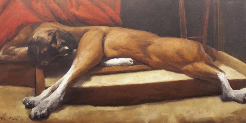 Image similar to buck laying on a cot, jack paluh, oil painting