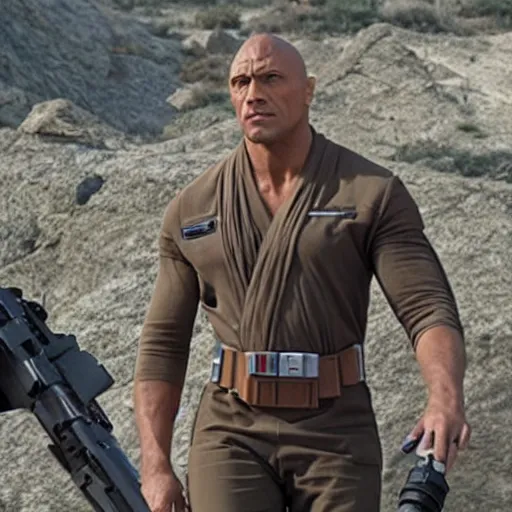 Image similar to still of the rock cosplaying as leah in star wars