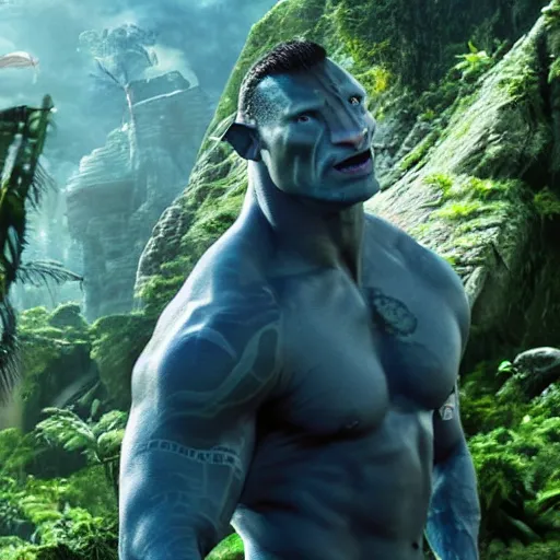 Image similar to Dwayne Johnson in Avatar 4K quality super realistic