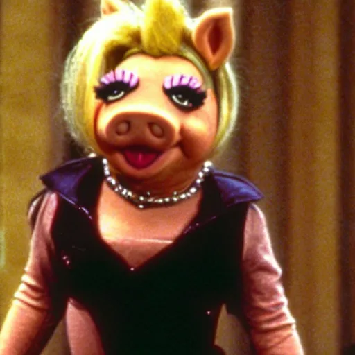 Image similar to movie still of trinity as miss piggy in the matrix 1 9 9 9 movie