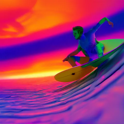 Image similar to psychedelic surfing, octane render, 8k, ultra detailed