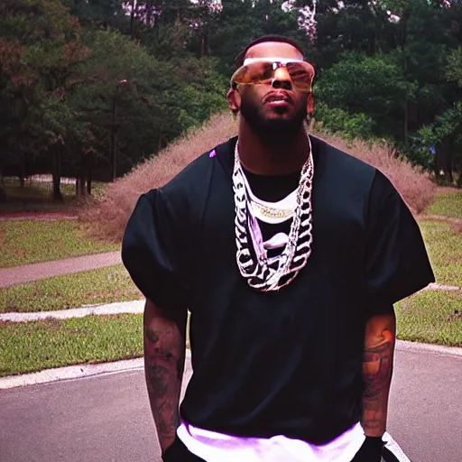 Image similar to still from Atlanta rap artist music video