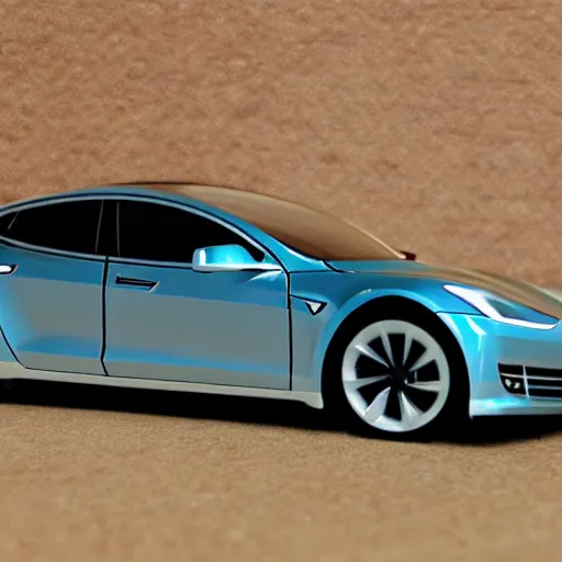 Image similar to hand painted action figure of a tesla car, realistic,