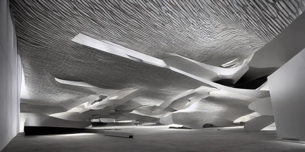 Image similar to stunning beautiful museum 3D section by Paul Rudolph and Zaha Hadid