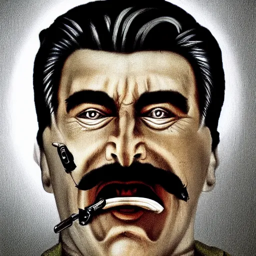 Prompt: bodyhorror portrait of josef stalin abomination, photo - realistic, color image, 2 k, highly detailed, by h. r. giger