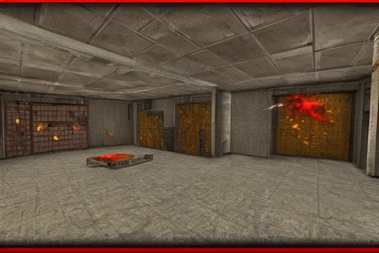 Prompt: screenshot of the opening area of map 0 1 : entryway of doom ii : hell on earth