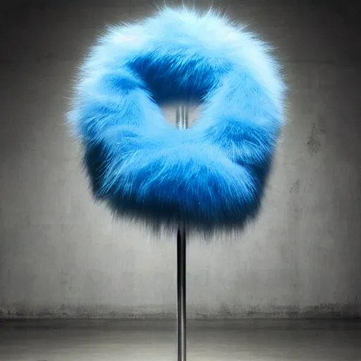 Prompt: nike logo made of very fluffy blue faux fur placed on reflective surface, professional advertising, overhead lighting, heavy detail, realistic by nate vanhook, mark miner
