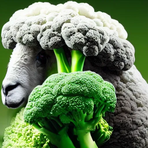 Prompt: hybrid of broccoli and sheep