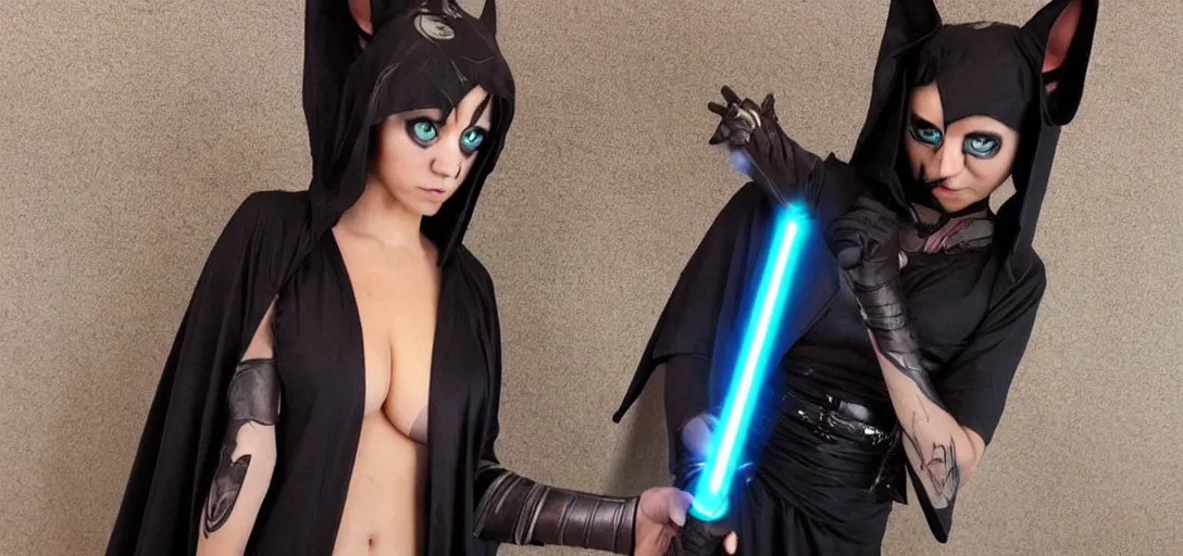 Prompt: jedi cat girl gothic