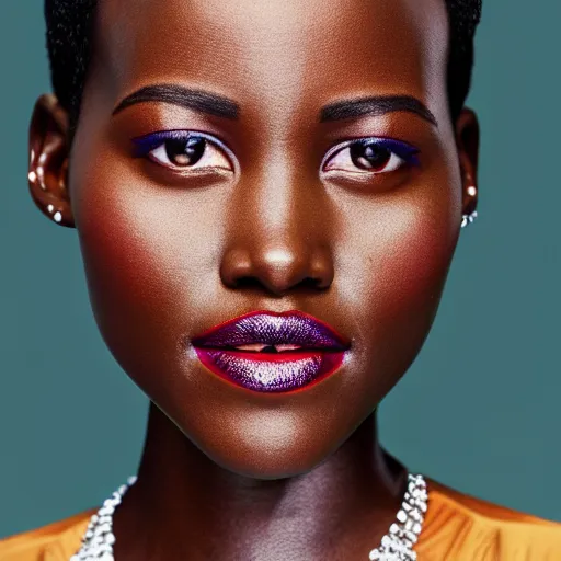 Image similar to Fully-clothed full-body close-up portrait of Lupita Nyong'o, XF IQ4, 50mm, F1.4, studio lighting, professional, 8K